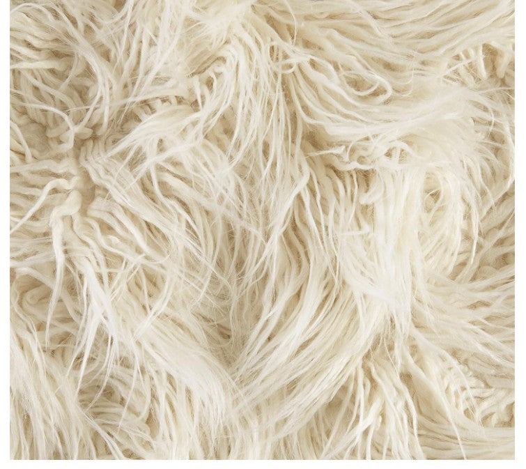 White/Cream Faux Fur Throw Pillows