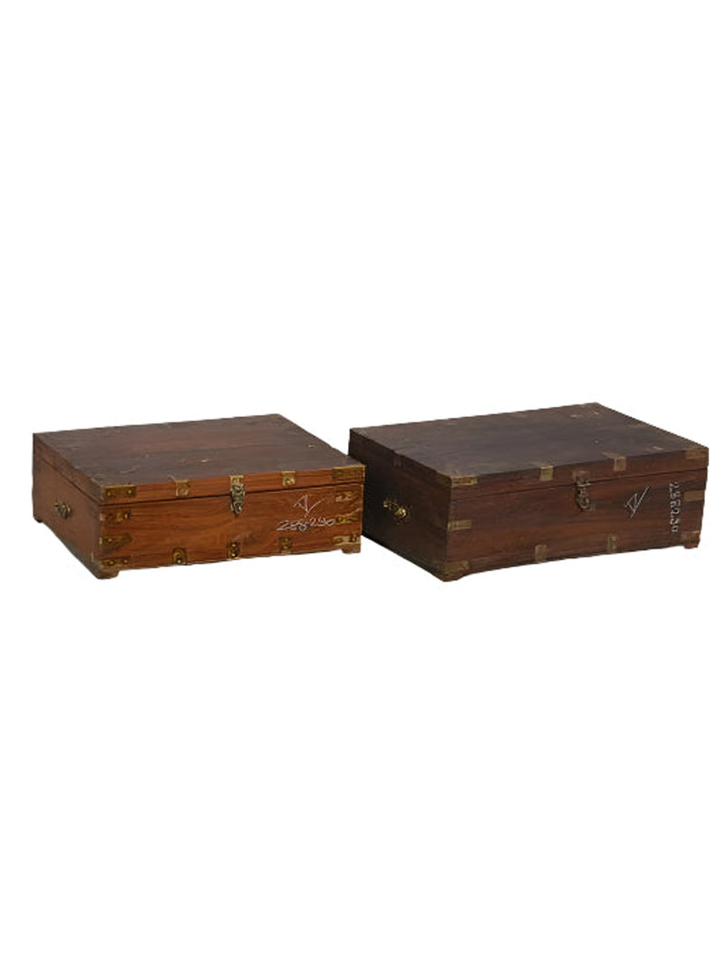 Wood Box on Stand w/Brass