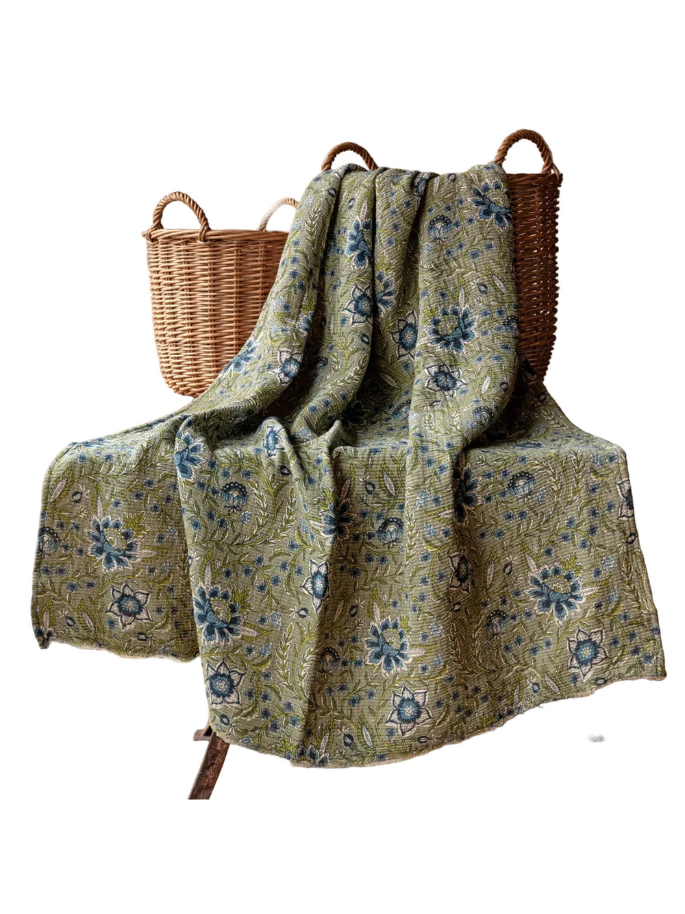 Plumbago Botanical Print Cotton Throw