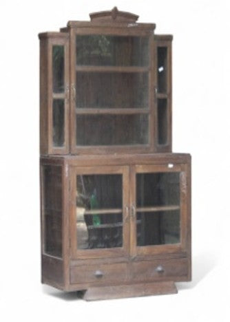 Antique Wood & Glass Armoire