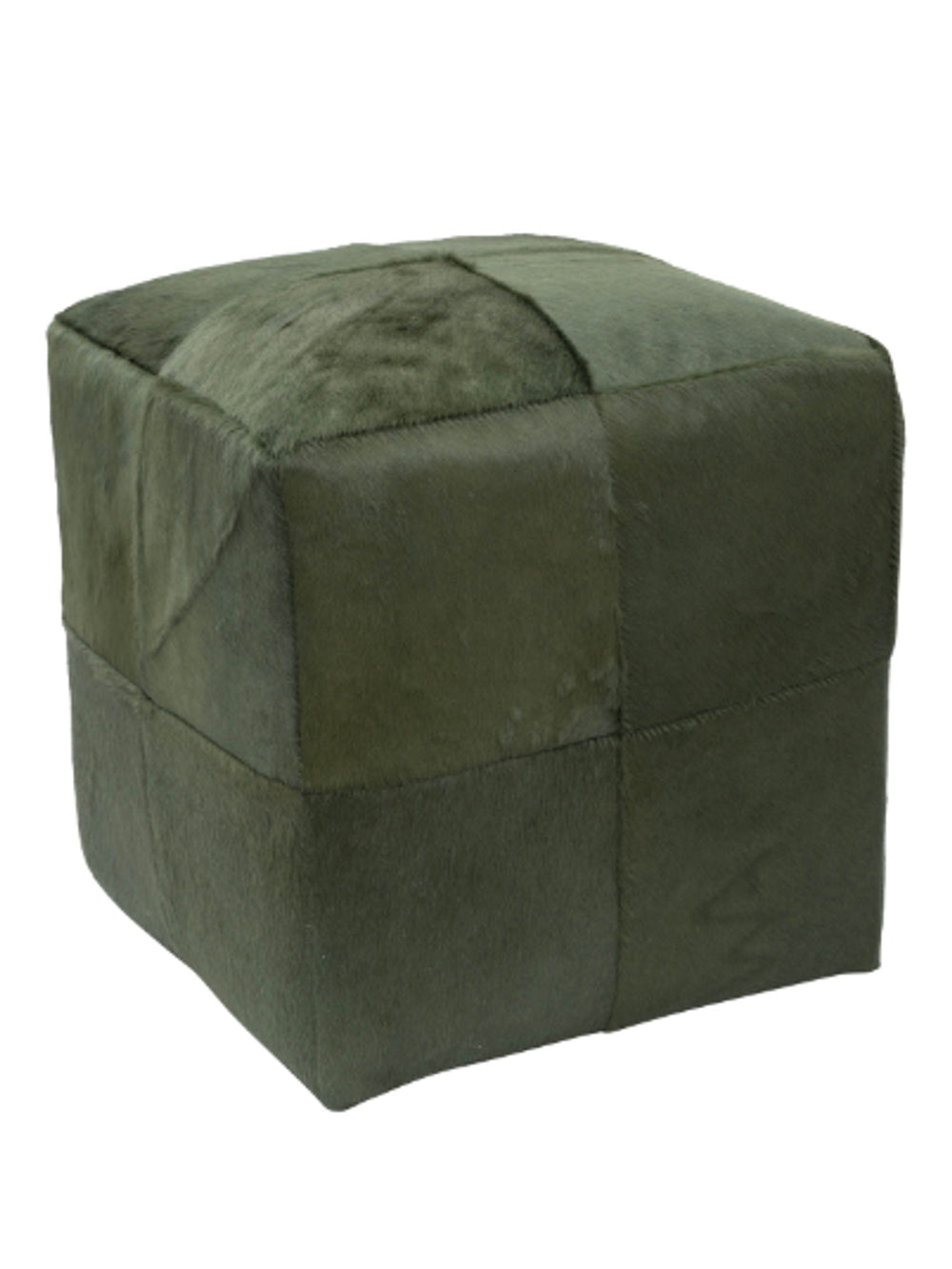 Cowhide Pouf | Olive Green