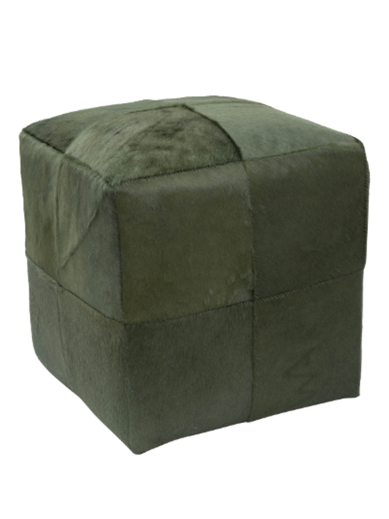 Cowhide Pouf | Olive Green