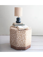 Hexagonal Stool/Ottoman w Wood Base