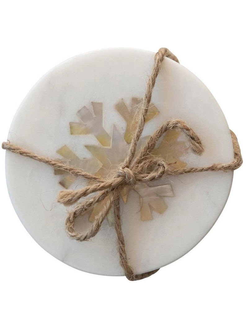 Snowflake Inlay Marble Coasters