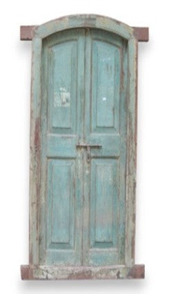 Blue Wood Door With Frame