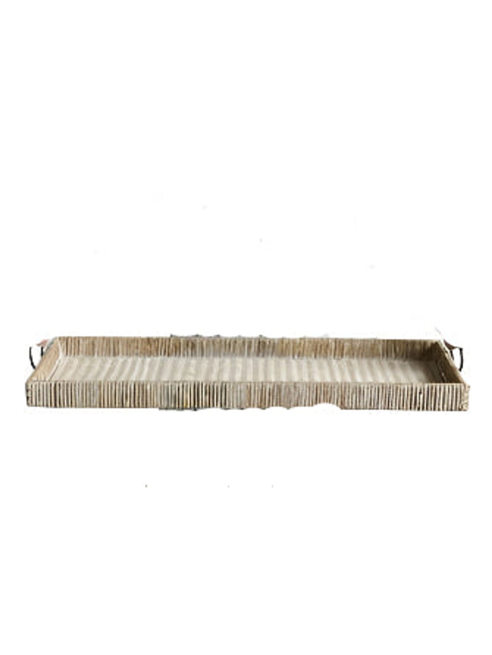 Decorative Rattan Tray w/ Metal Handles