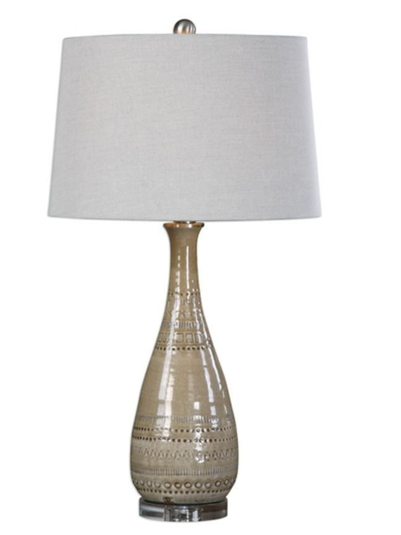 Nakoda Embossed Taupe Table Lamp
