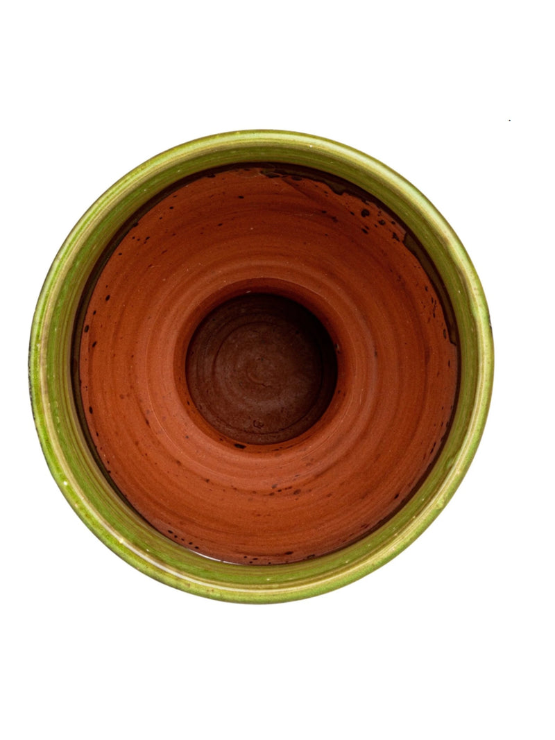Terra-cotta Hobnail Footed Vase | Green