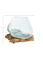 Glass Planter/Vase on Natural Wood Base