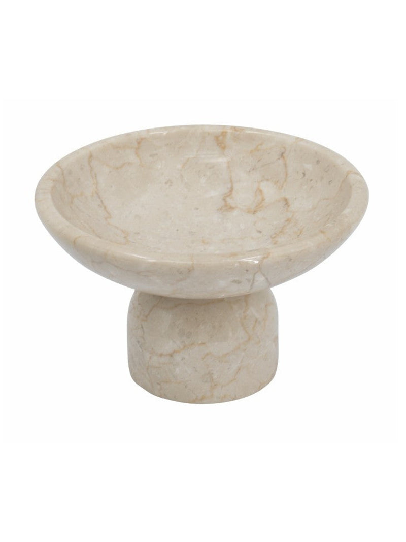 Round Marble Pedestal Fruit Bowl | Cream