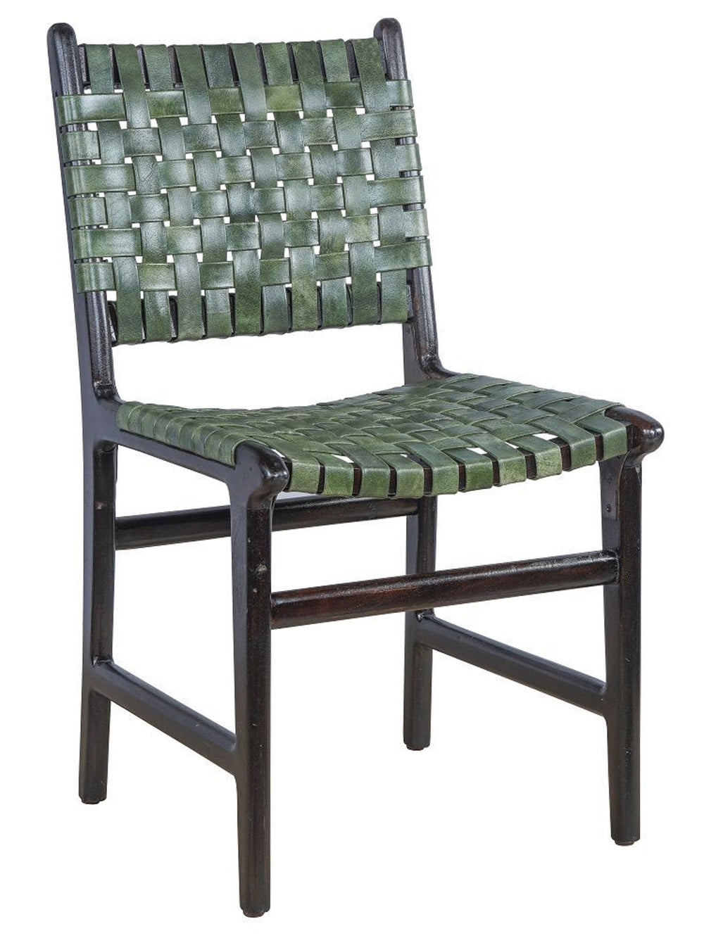 Jessie Leather Dining Chair | Green | Medium Walnut Finish