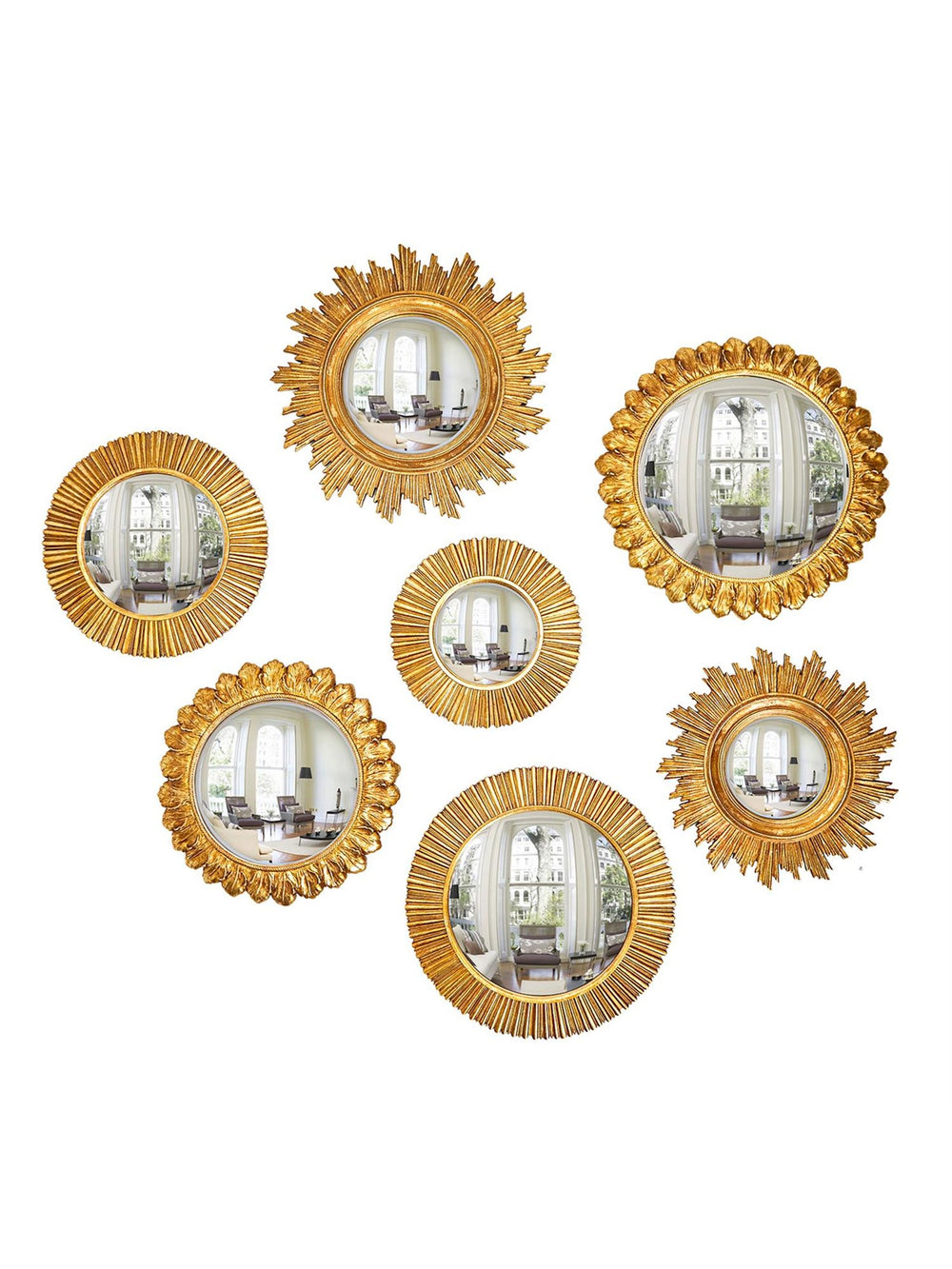 Gold Leaf Convex Mirrors