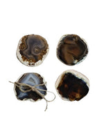 Set of 4 Rnd Agate Coasters in Brown
