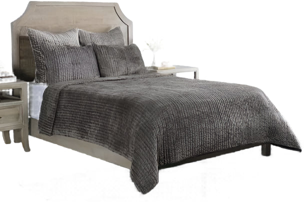 Bari 3Pc Queen Velvet Quilt Set - Desert