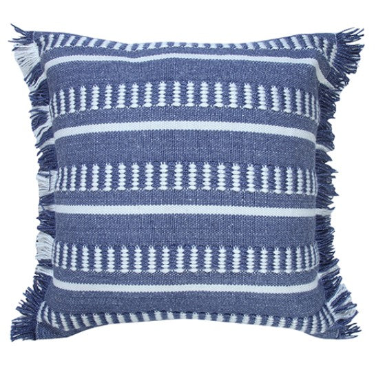 Blue Fringed 20" Pillow