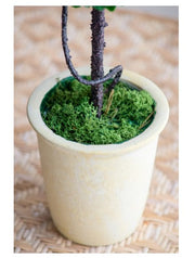 Artificial Boxwood Topiary in Plant Pot |Green & White