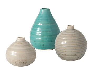 Ribbed Glazed Vase MD | Grey