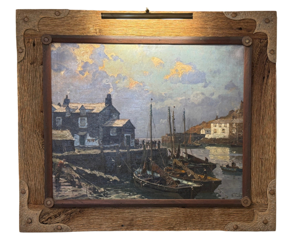 Claus Bergen European Harbor Oil Painting, Circa 1940