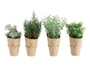 Artificial Plant In Paper-Wrapped Pot