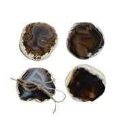 Set of 4 Rnd Agate Coasters in Brown