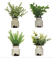 Faux Plant in Stoneware Pot|Assorted