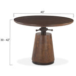 Industrial Modern 40" Round Adjustable Table in Walnut