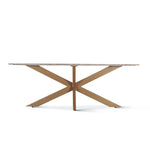 Malibu 90" Oval Dining Table in Sawar Marble with Antique Gold Base