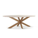 Malibu 90" Oval Dining Table in Sawar Marble with Antique Gold Base