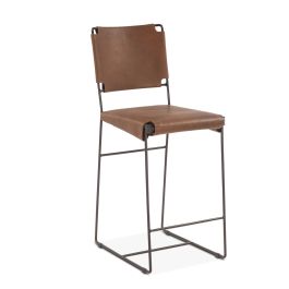 New York Counter Chair | Brown Buffalo Leather | Iron | 18"