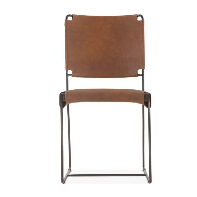 New York Dining Chair 18" | Brown Buffalo Leather and Iron