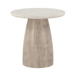 Palm Springs Round Side Table | White Marble | Whitewash Modern Base |  22"