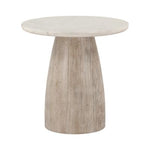 Palm Springs Round Side Table | White Marble | Whitewash Modern Base |  22"