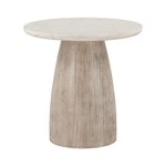 Palm Springs Round Side Table | White Marble | Whitewash Modern Base |  22"