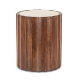 Palermo Round Side Table | White Marble | Royal Brown Base