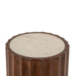 Palermo Round Side Table | White Marble | Royal Brown Base