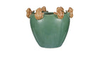 Stoneware Planter w/Frogs-green