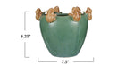 Stoneware Planter w/Frogs-green