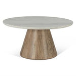 Vista Coffee Table | White Travertine | Oak Base |36"