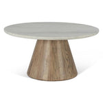 Vista Coffee Table | White Travertine | Oak Base |36"