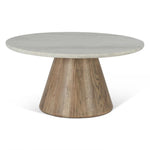 Vista Coffee Table | White Travertine | Oak Base |36"