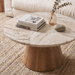 Vista Coffee Table | White Travertine | Oak Base |36"