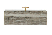 Gray Marble Storage Box With Brass & Agate Handle