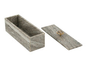 Gray Marble Storage Box With Brass & Agate Handle