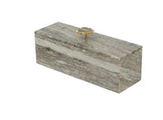Gray Marble Storage Box With Brass & Agate Handle