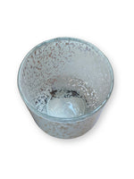 Glass Tealight Holder, Speckled White Finish