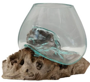 Glass Planter/Vase on Natural Wood Base