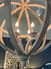 Round Wood & Metal Chandelier