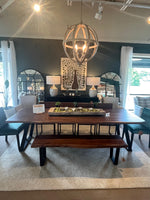 Round Wood & Metal Chandelier