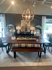 Round Wood & Metal Chandelier