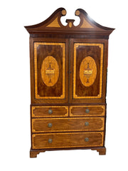 George III Inlaid Mahogany Linen Press